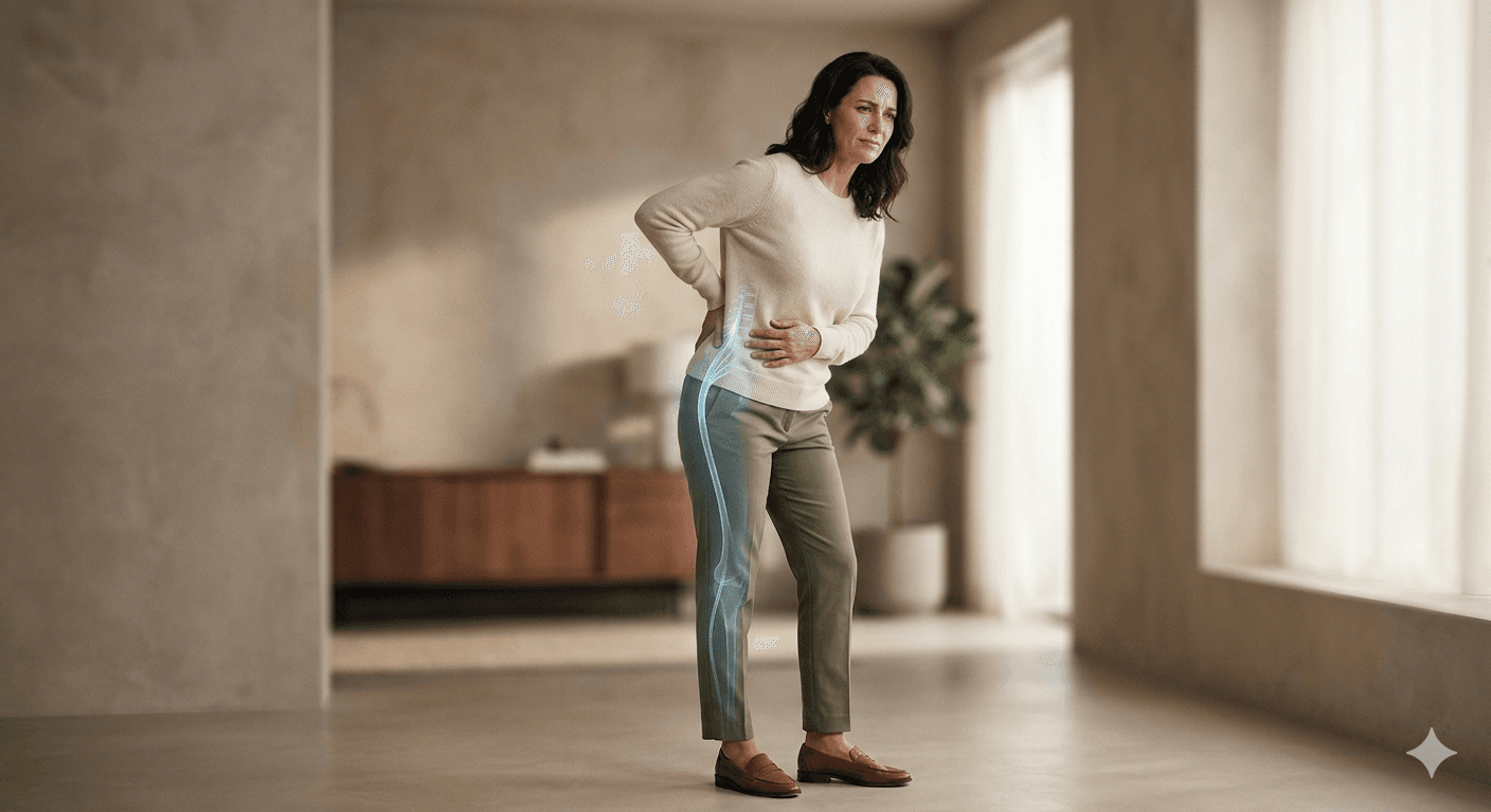 Person experiencing sciatica and low back pain